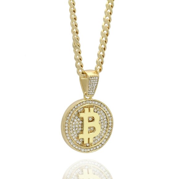 14k Gold Bitcoin 24" Cuban Chain + Pendant